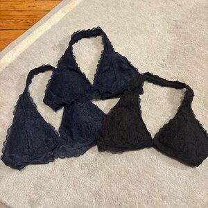 Gilly Hicks Lace Bandeau Set - Black and Navy